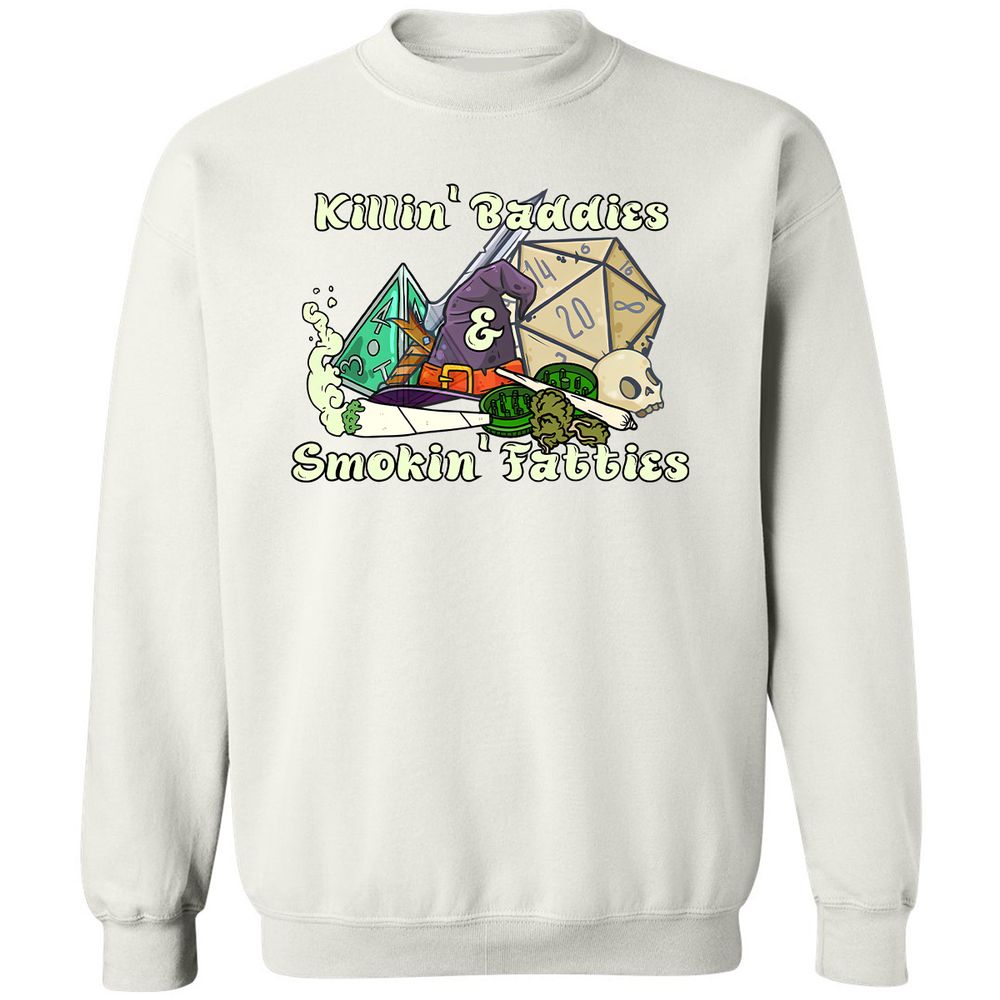 Killin' Baddies Smokin' Fatties Classic Unisex Sweatshirt - White - 1