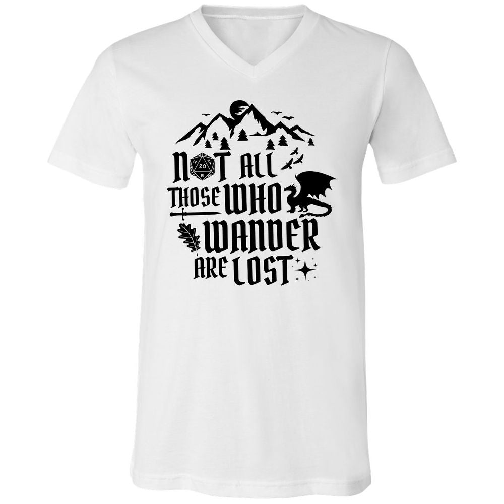 Not All Those Who Wander Are Lost Unisex V-Neck T-Shirt - White - 1