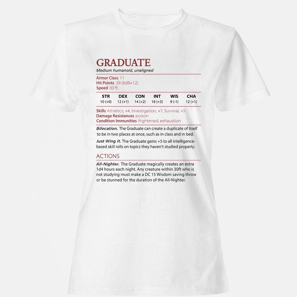 Graduate Stats Women's T-Shirt - White - 1