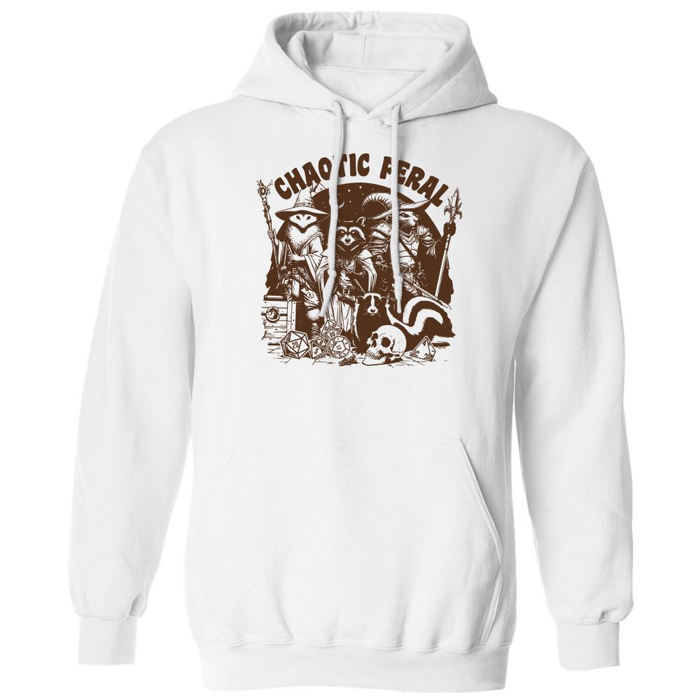 Raccoon Chaotic Feral Classic Unisex Hoodie - White - 1