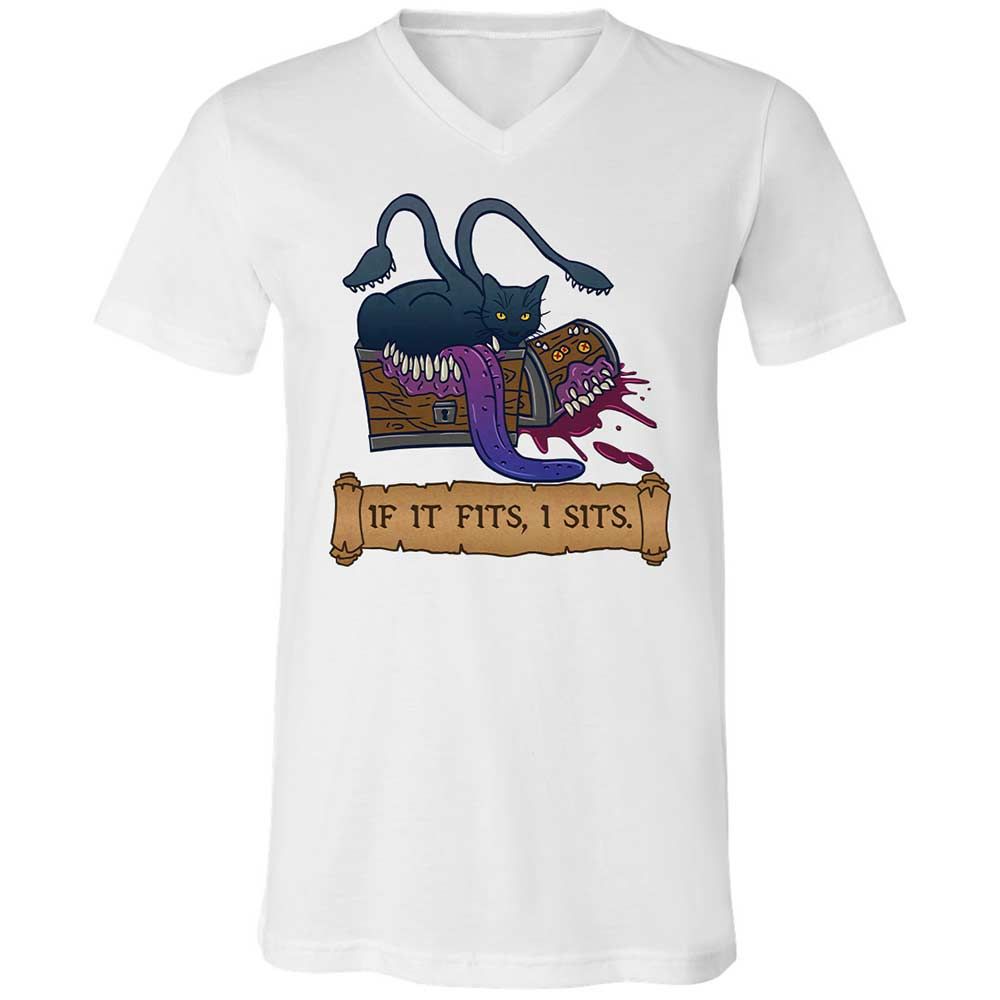 If It Fits I Sits Unisex V-Neck T-Shirt - White - 1