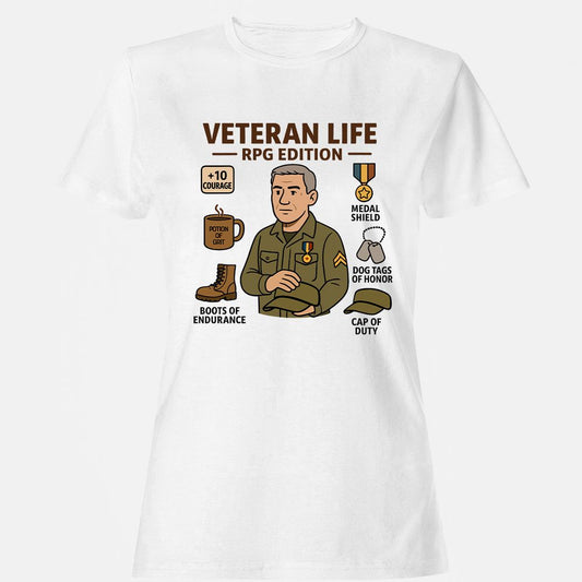Veteran Life RPG Edition Women's T-Shirt - White - 1