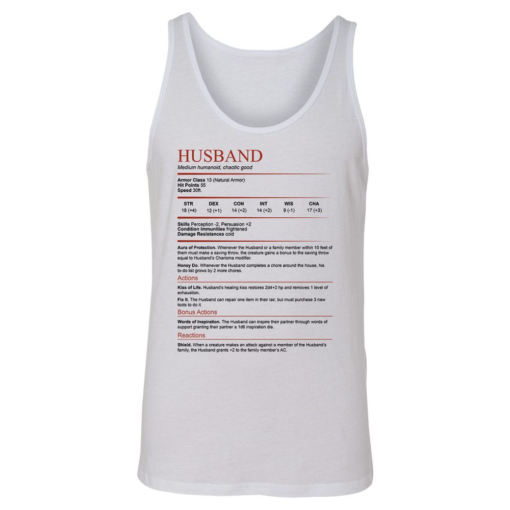 Husband White Unisex Jersey Tank - White - 1