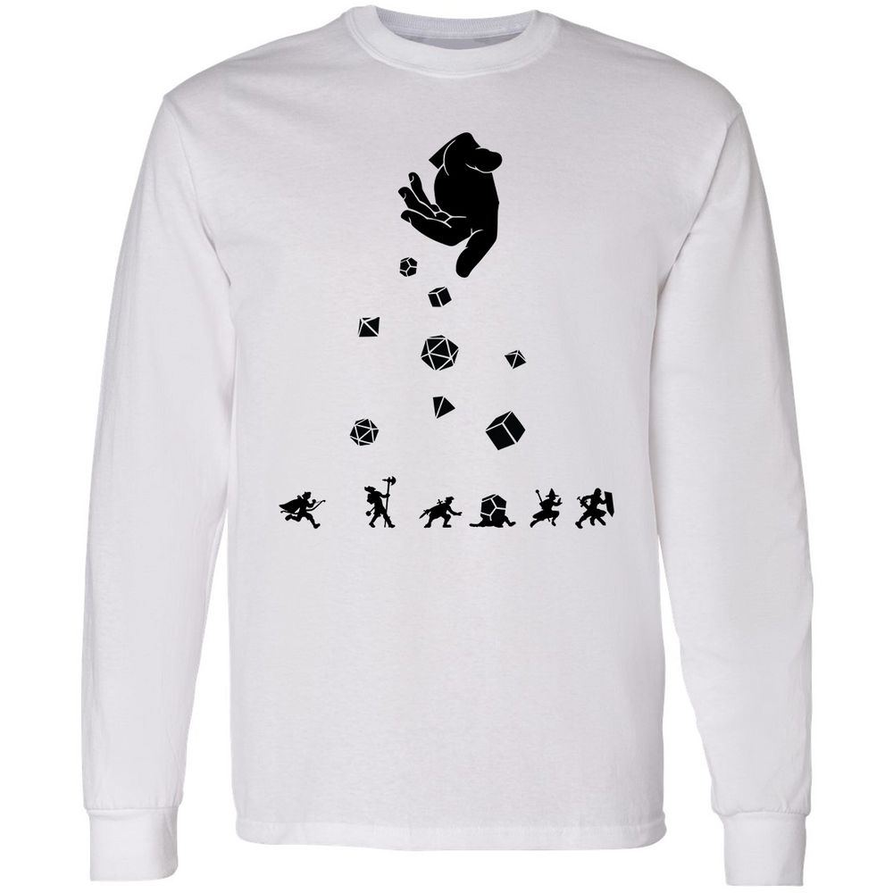 Rocks Fall, Everyone Dice Long Sleeve T-Shirt - White - 1
