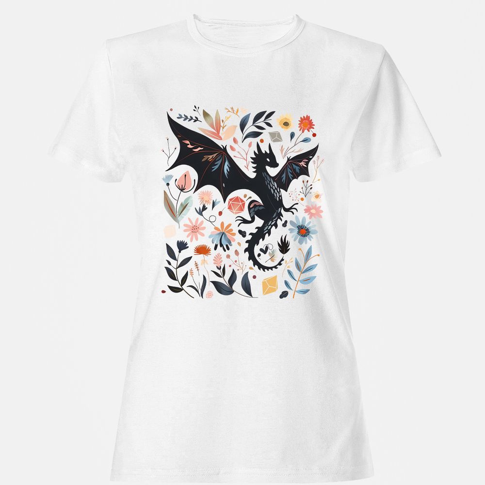 Floral DnD Dragon - White - 1