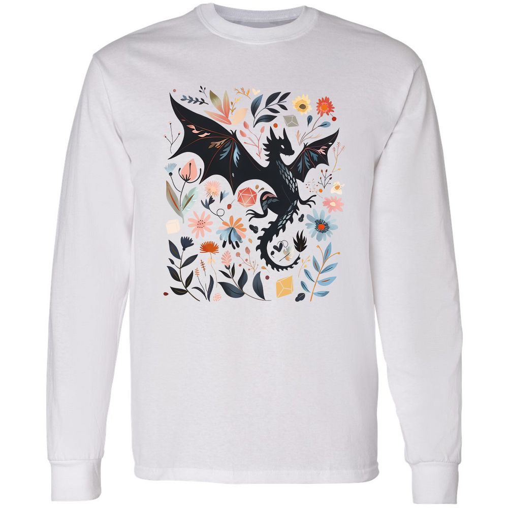 Floral DnD Dragon - White - 1