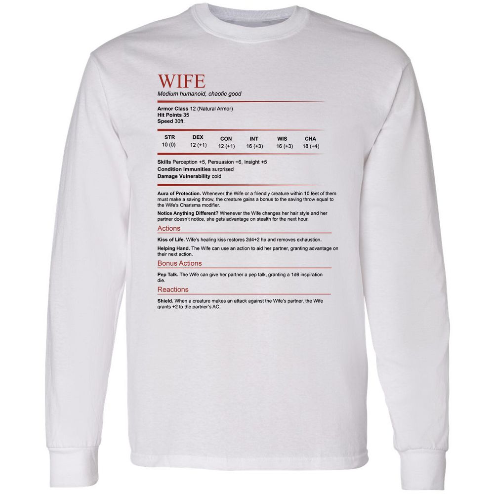 Wife White Long Sleeve T-Shirt - White - 1