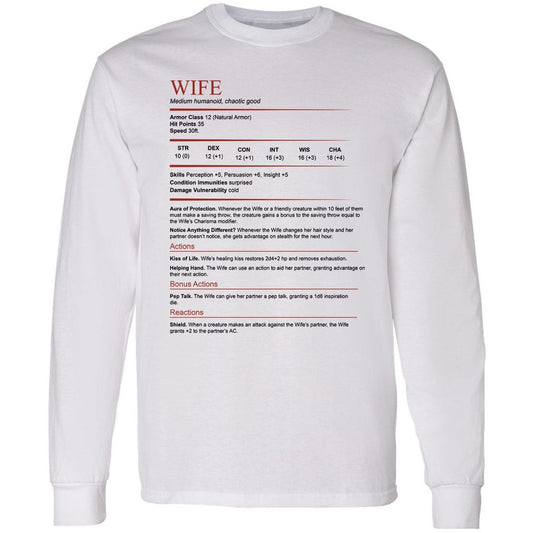 Wife White Long Sleeve T-Shirt - White - 1