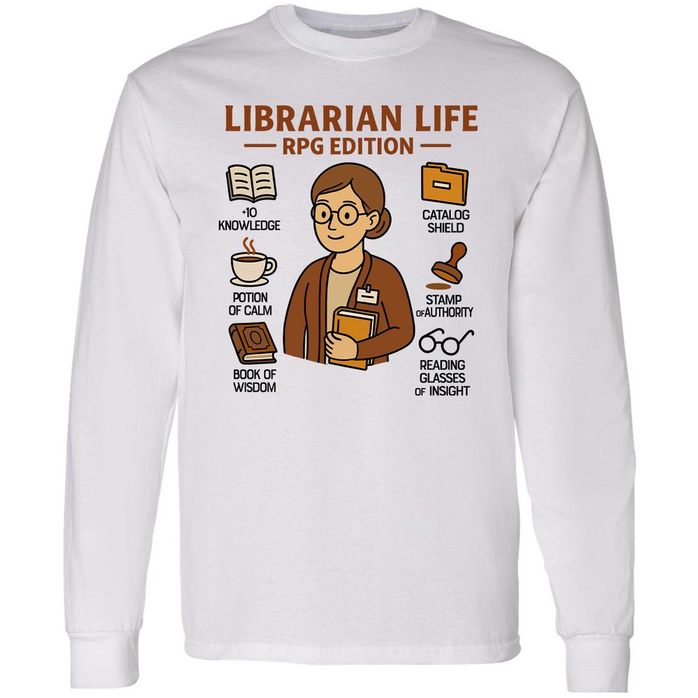 Librarian Life RPG Edition Long Sleeve T-Shirt - White - 1