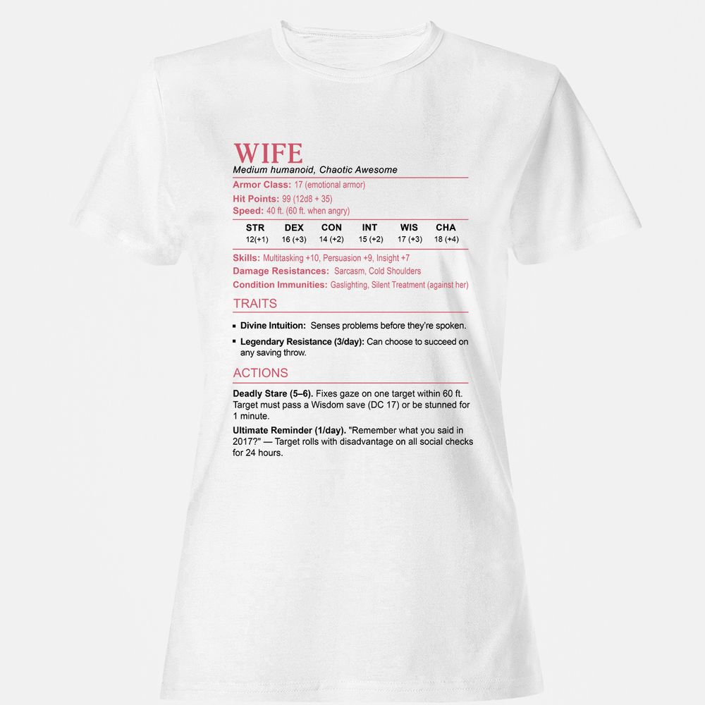 Wife Stats 2 Women's T-Shirt - White - 1