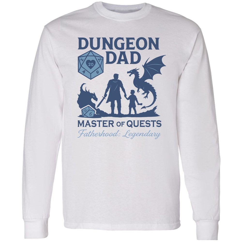 Dungeon Dad Master Of Quests Long Sleeve T-Shirt - White - 1