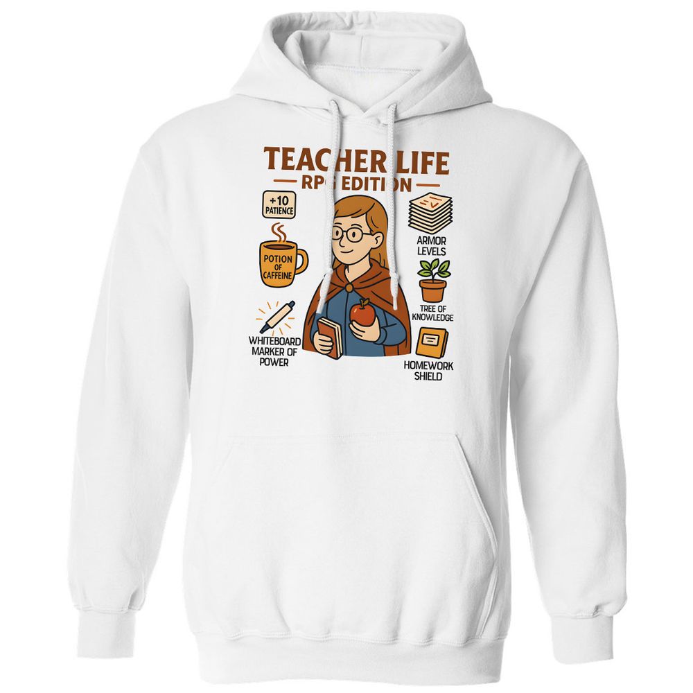 Teacher Life RPG Edition Classic Unisex Hoodie - White - 1