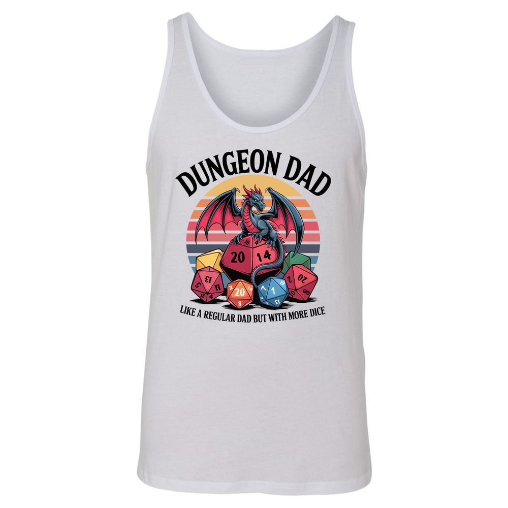 Dungeon Dad With More Dice Unisex Jersey Tank - White - 1