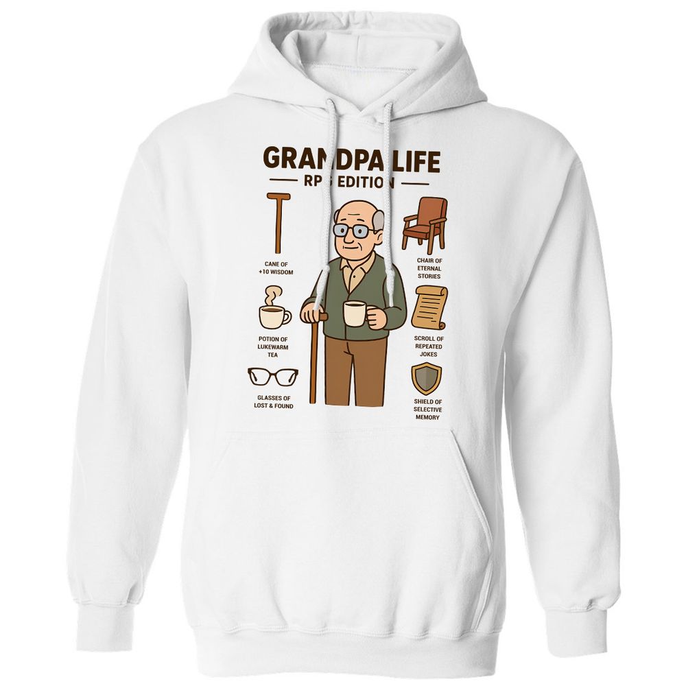 Grandpa Life RPG Edition Classic Unisex Hoodie - White - 1