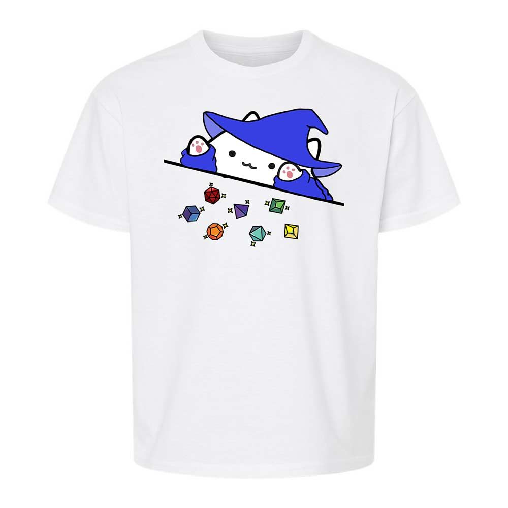 Cat Throws Dices Kids T-Shirt - White - 1