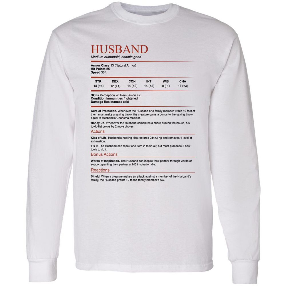 Husband White Long Sleeve T-Shirt - White - 1