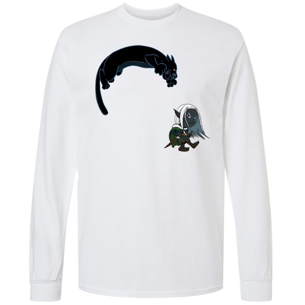 Drizzt and Guenhwyvar Long Sleeve T-Shirt - White - 1