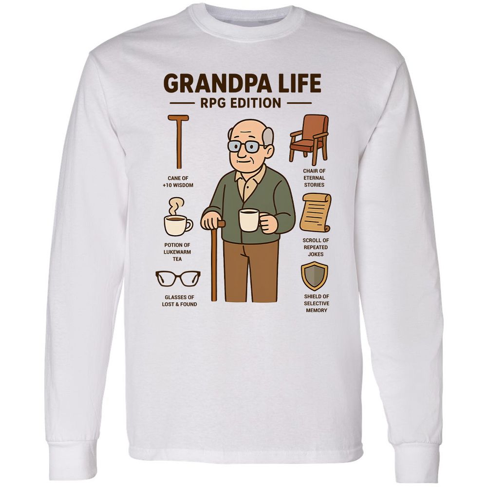Grandpa Life RPG Edition Long Sleeve T-Shirt - White - 1