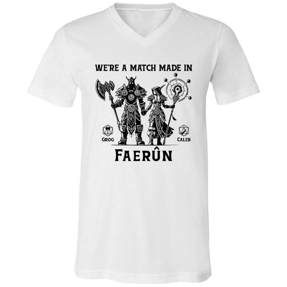 Custom DnD Class Couple Unisex V-Neck T-Shirt - White - 1
