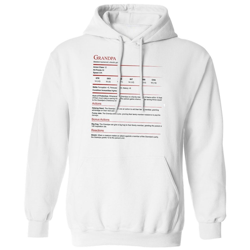 Grandpa Stat Block Classic Unisex Hoodie - White - 1