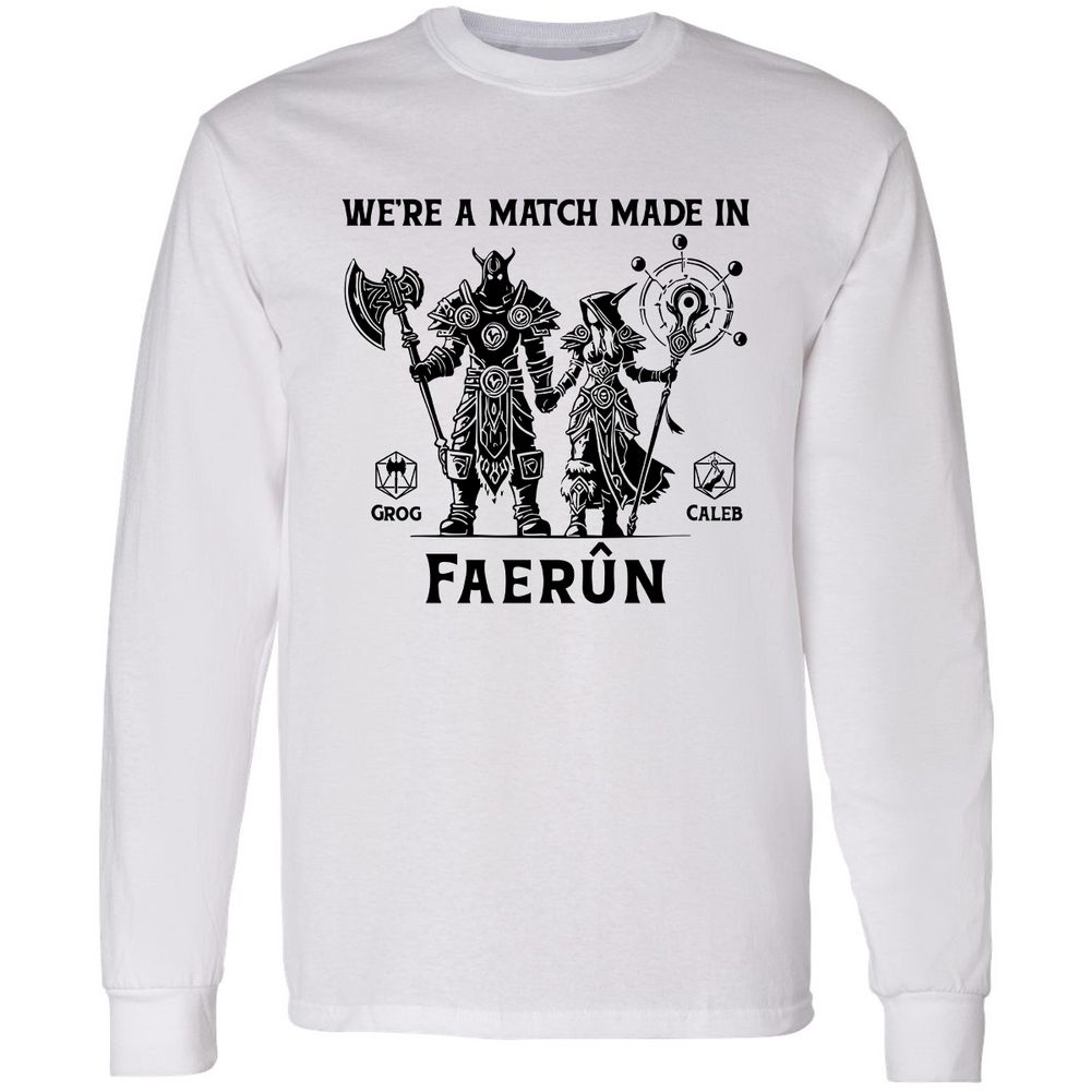 Custom DnD Class Couple Long Sleeve T-Shirt - White - 1