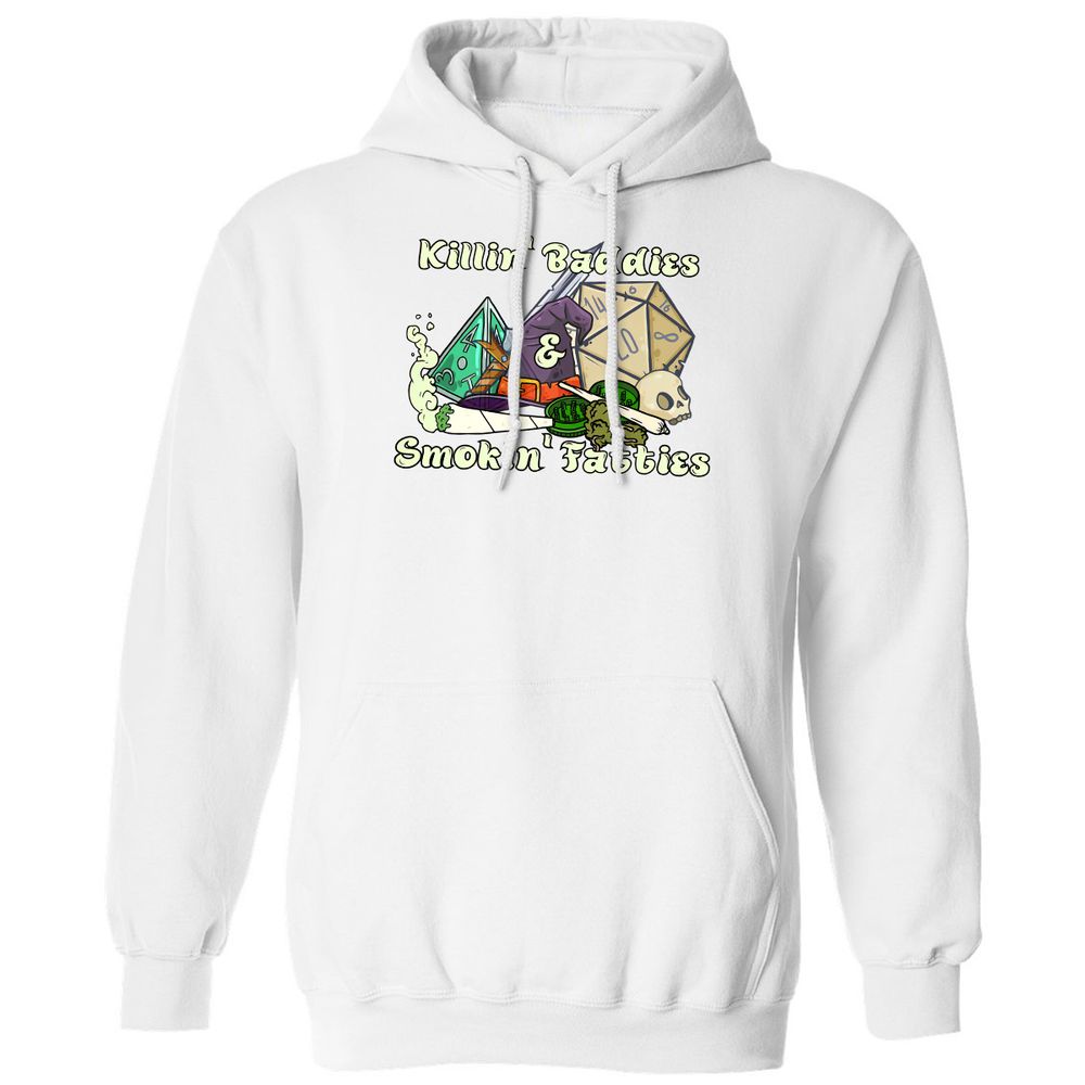 Killin' Baddies Smokin' Fatties Classic Unisex Hoodie - White - 1