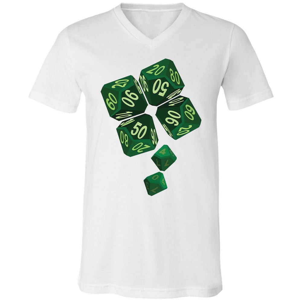 Dice Clover Unisex V-Neck T-Shirt - White - 1
