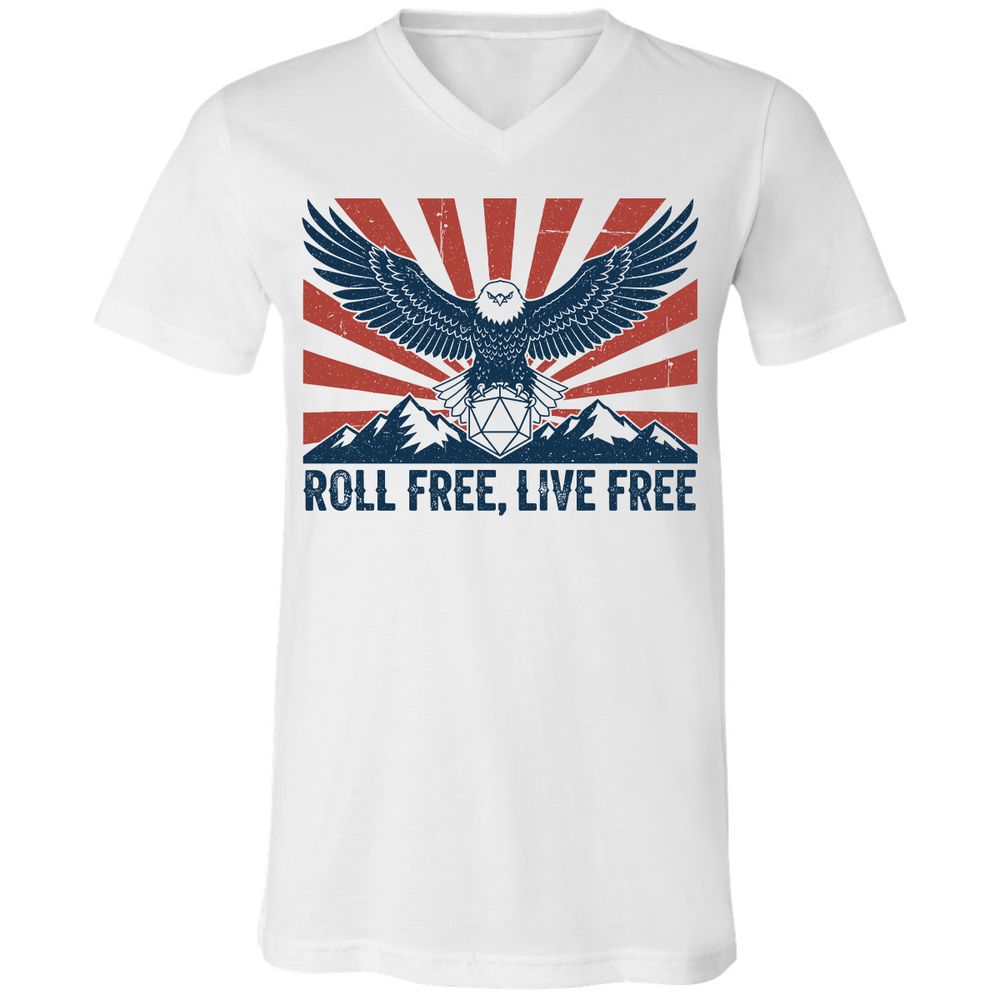 Roll Free, Live Free Unisex V-Neck T-Shirt - White - 1