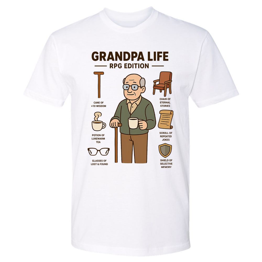 Grandpa Life RPG Edition Premium Unisex T-Shirt - White - 1