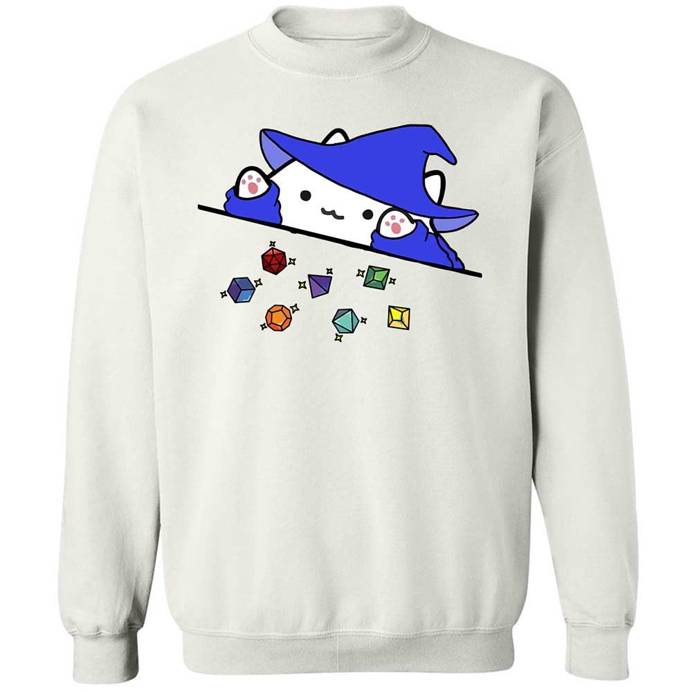 Cat Throws Dices Classic Unisex Sweatshirt - White - 1
