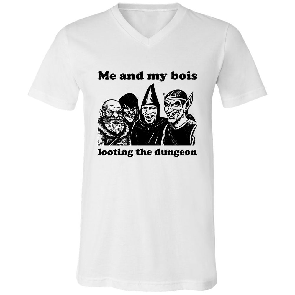 Me and my bois looting the dungeon Unisex V-Neck T-Shirt - White - 1