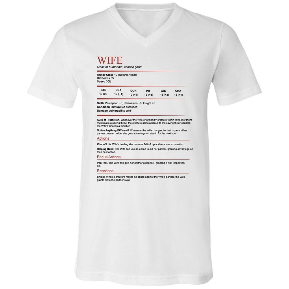 Wife White Unisex V-Neck T-Shirt - White - 1