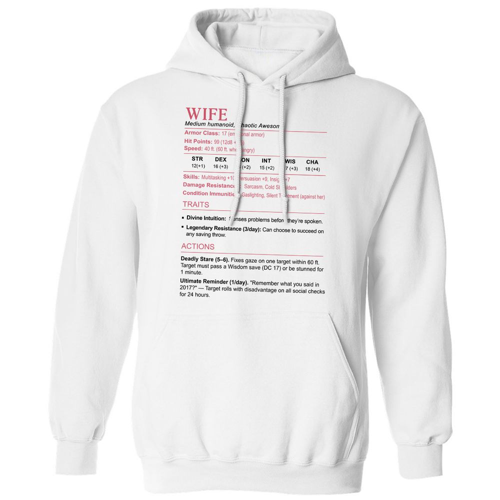 Wife Stats 2 Classic Unisex Hoodie - White - 1