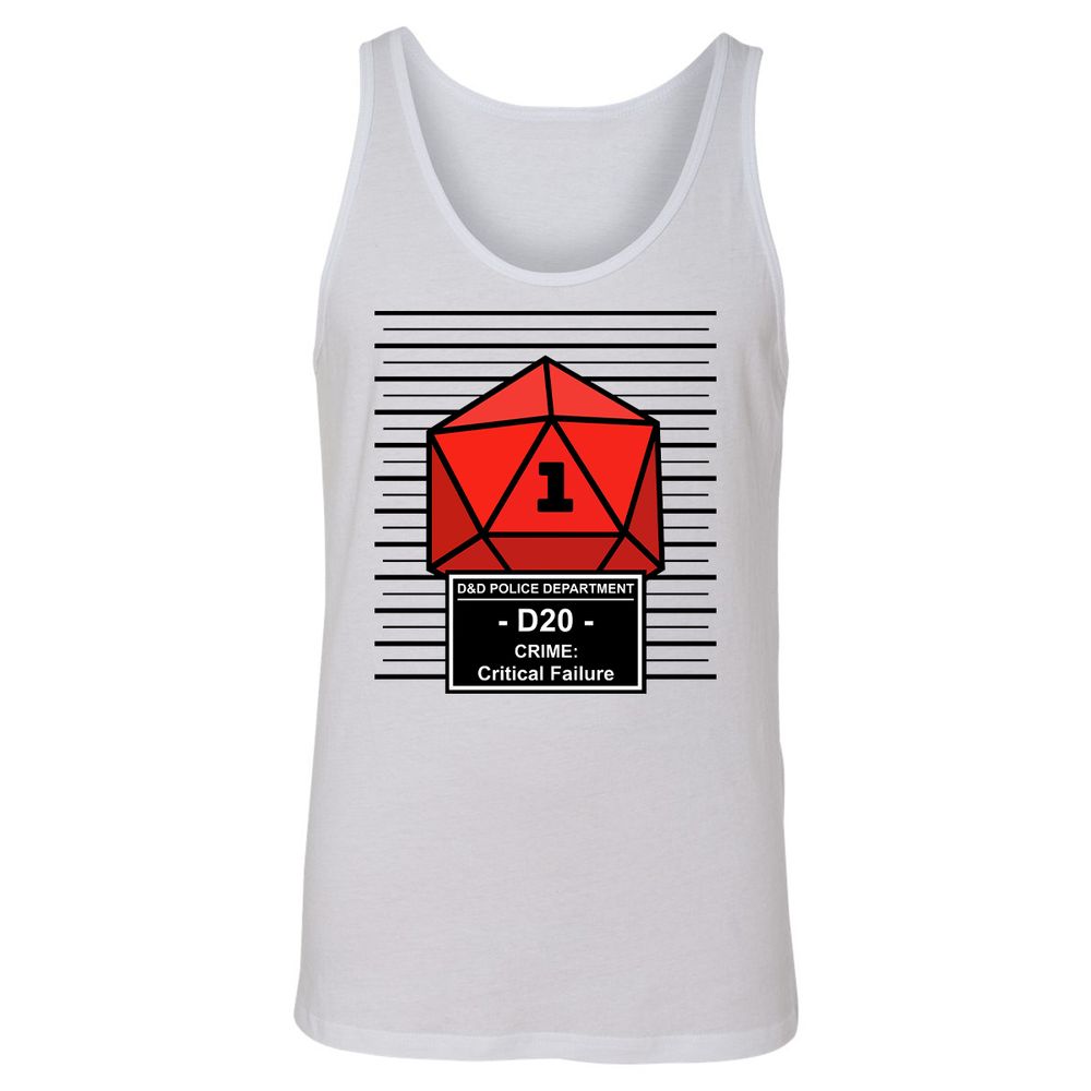 D20 Arrested For Critical Failure Unisex Jersey Tank - White - 1