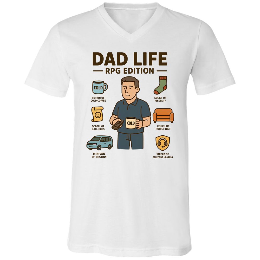 Dad Life RPG Edition Unisex V-Neck T-Shirt - White - 1