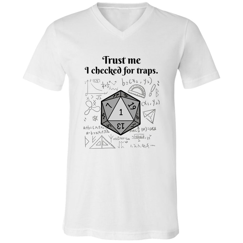 Trust me, I checked for traps. Unisex V-Neck T-Shirt - White - 1