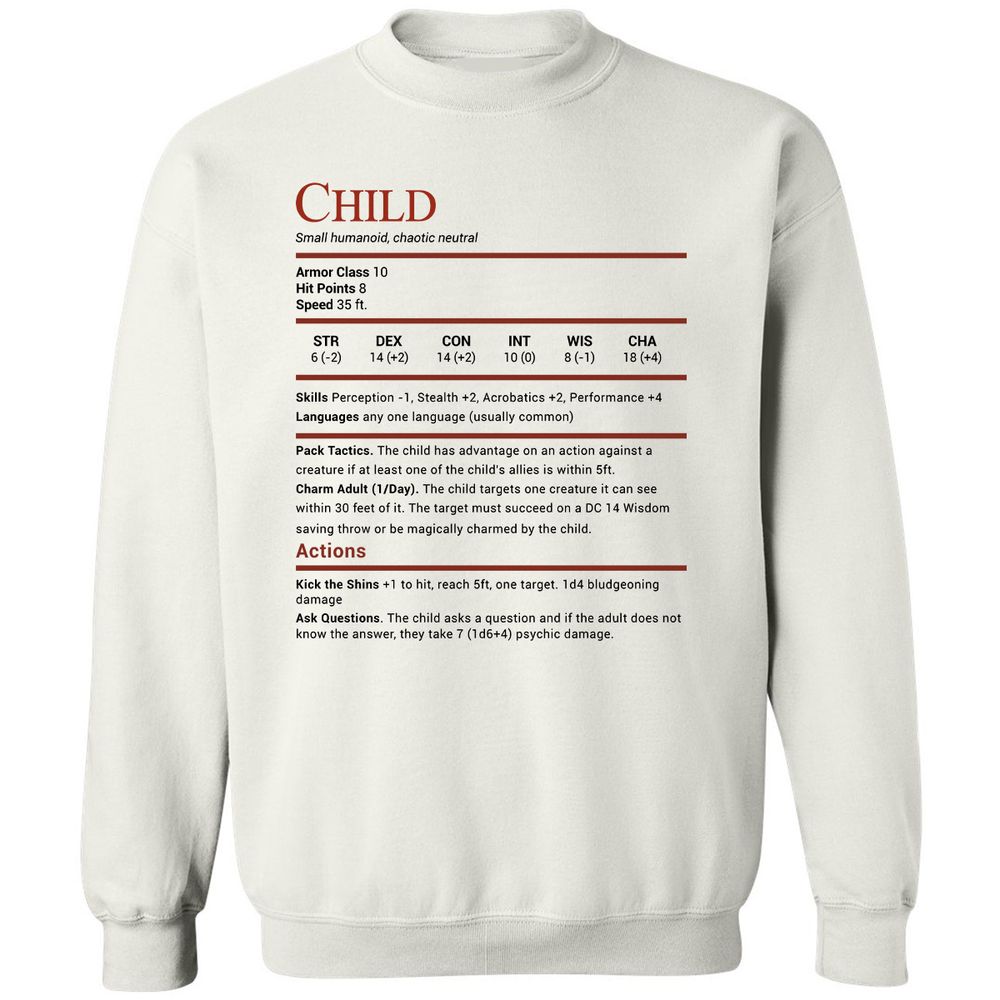 Child Stats Classic Unisex Sweatshirt - White - 1