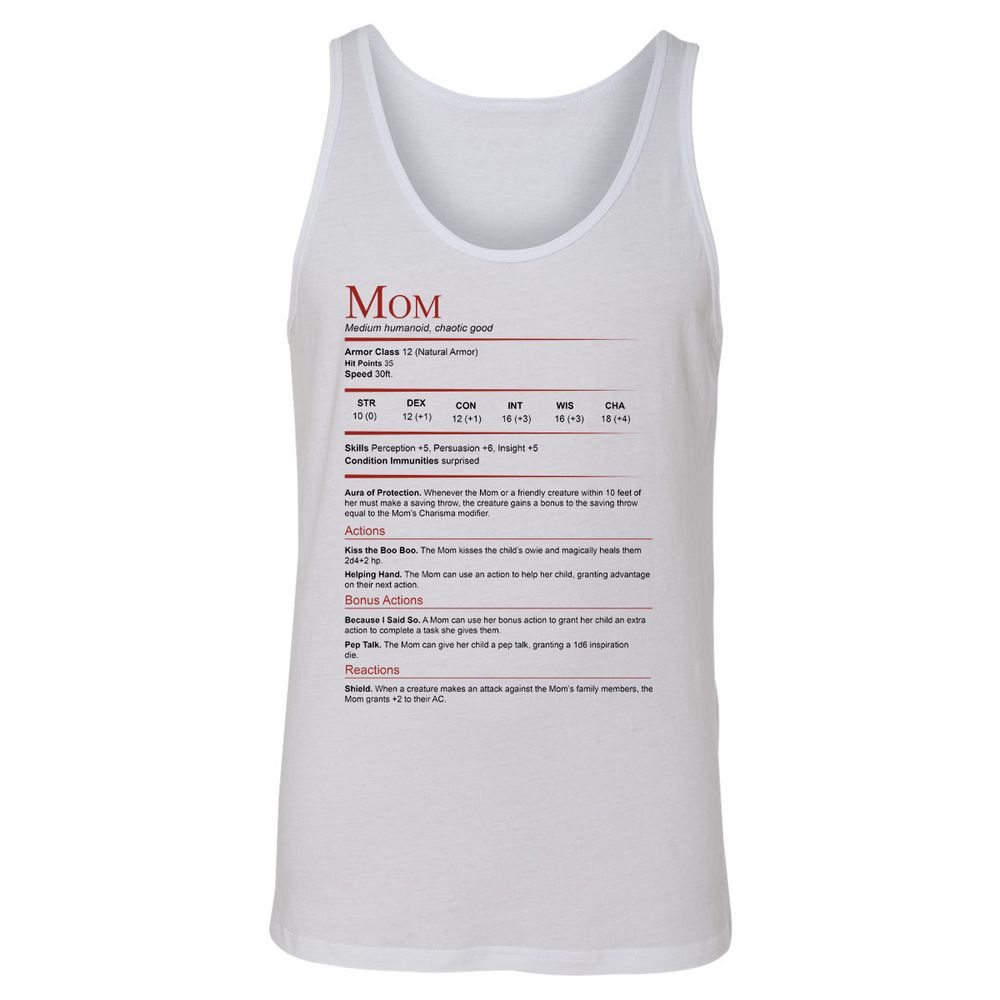 Mom Stats Unisex Jersey Tank - White - 1
