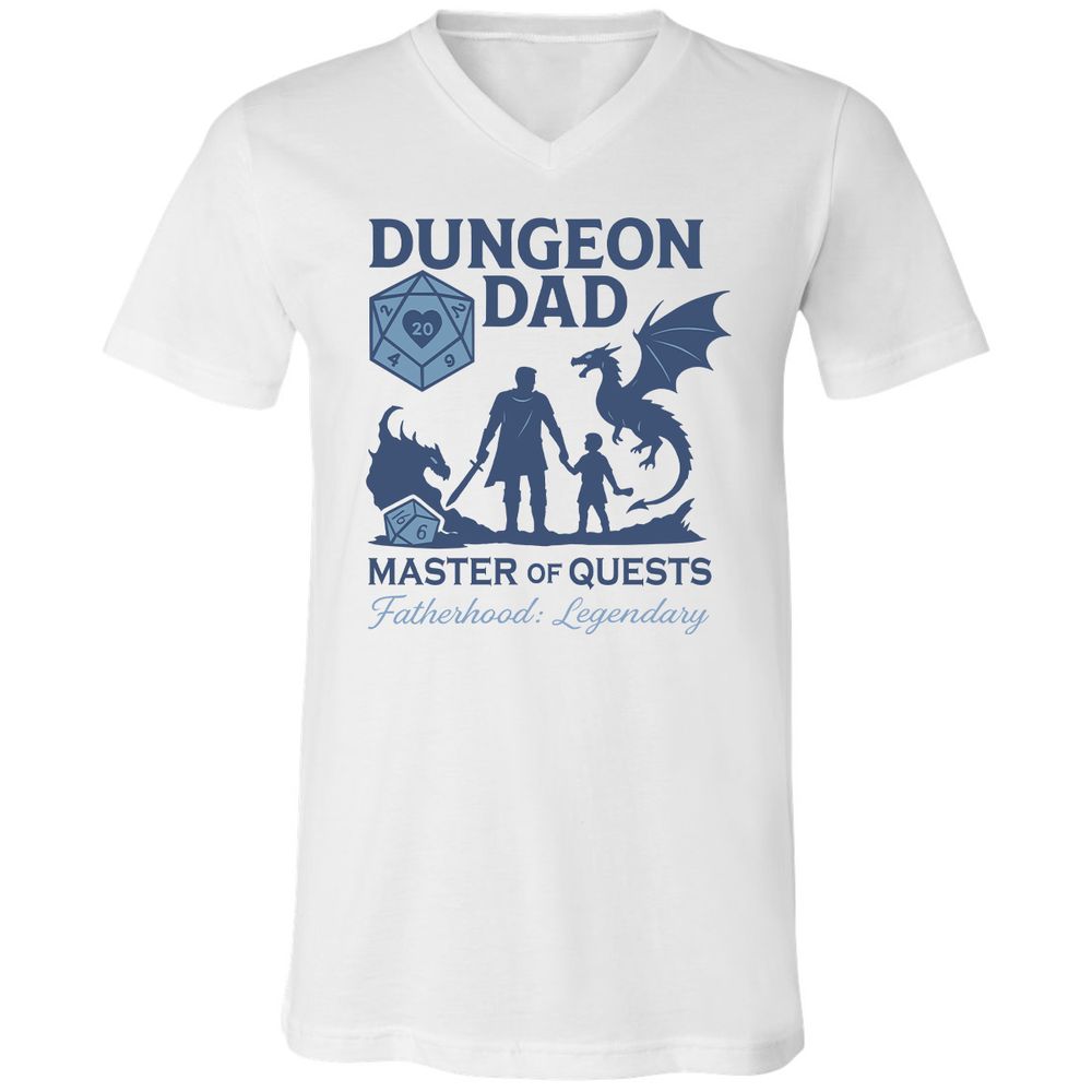 Dungeon Dad Master Of Quests Unisex V-Neck T-Shirt - White - 1