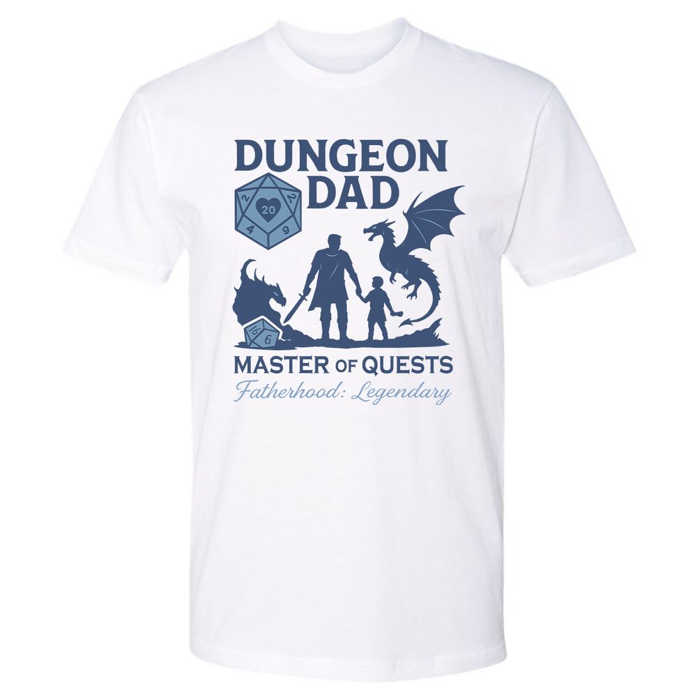 Dungeon Dad Master Of Quests Premium Unisex T-Shirt - White - 1