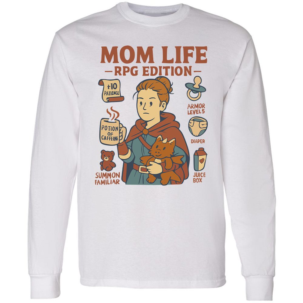Mom Life RPG Edition Long Sleeve T-Shirt - White - 1
