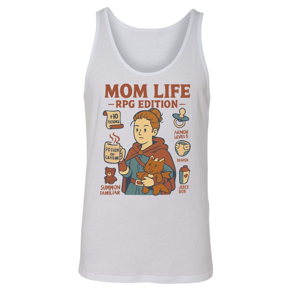 Mom Life RPG Edition Unisex Jersey Tank - White - 1