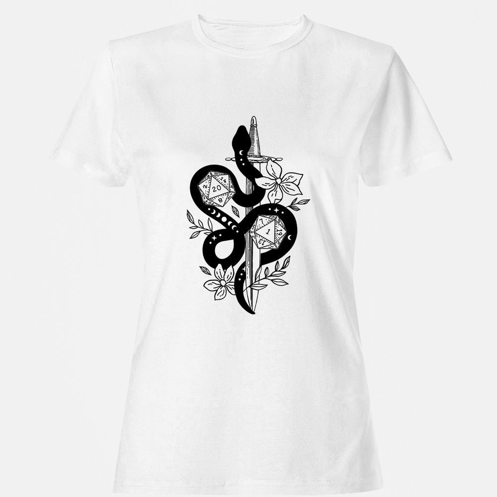 D20 Snake and Sword Women's T-Shirt - White - 1