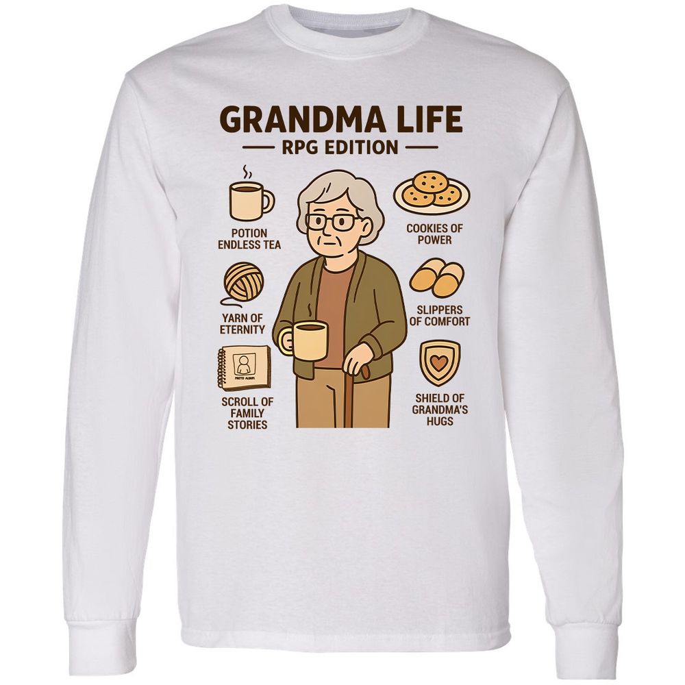 Grandma Life RPG Edition Long Sleeve T-Shirt - White - 1