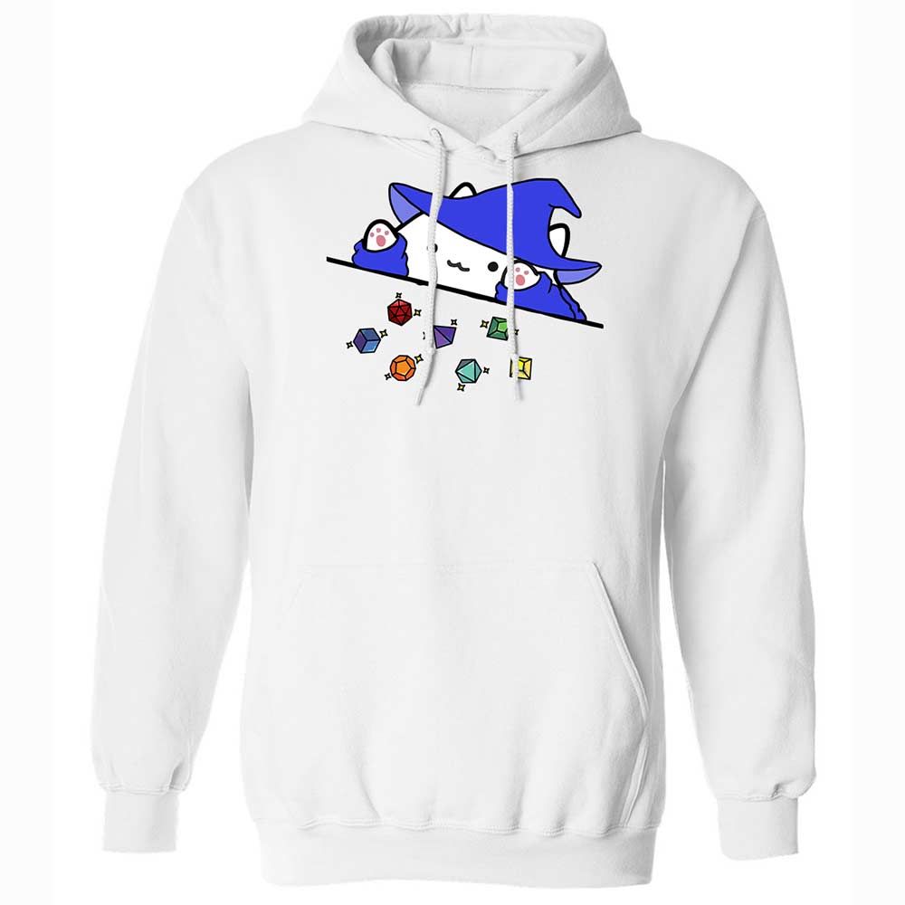 Cat Throws Dices Classic Unisex Hoodie - White - 1