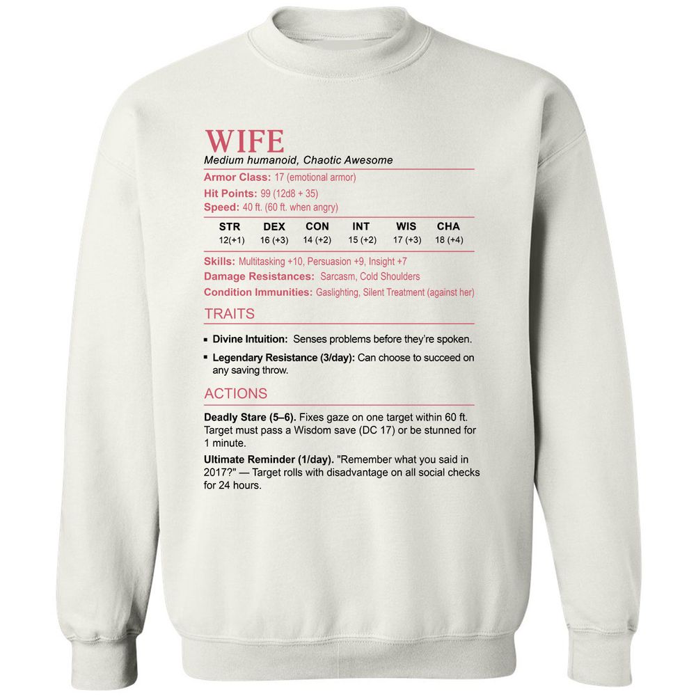 Wife Stats 2 Classic Unisex Sweatshirt - White - 1