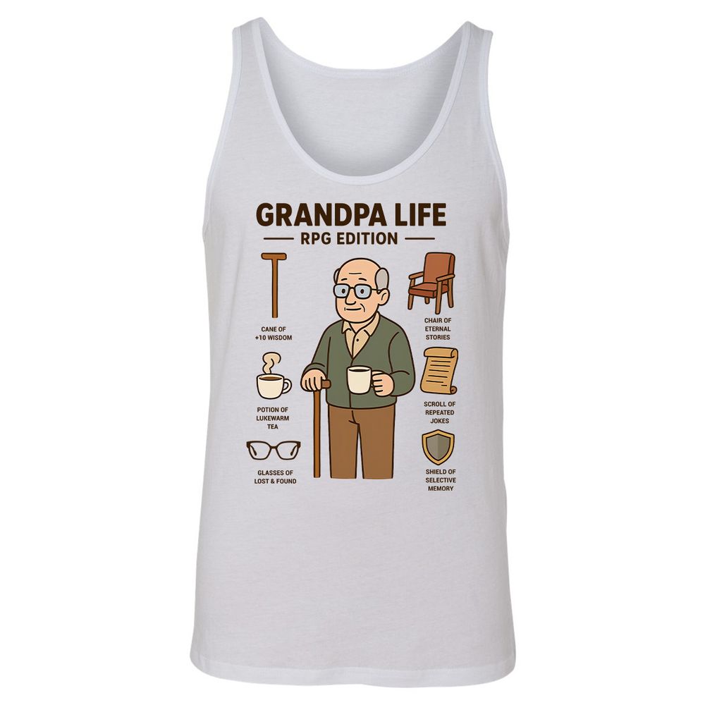 Grandpa Life RPG Edition Unisex Jersey Tank - White - 1