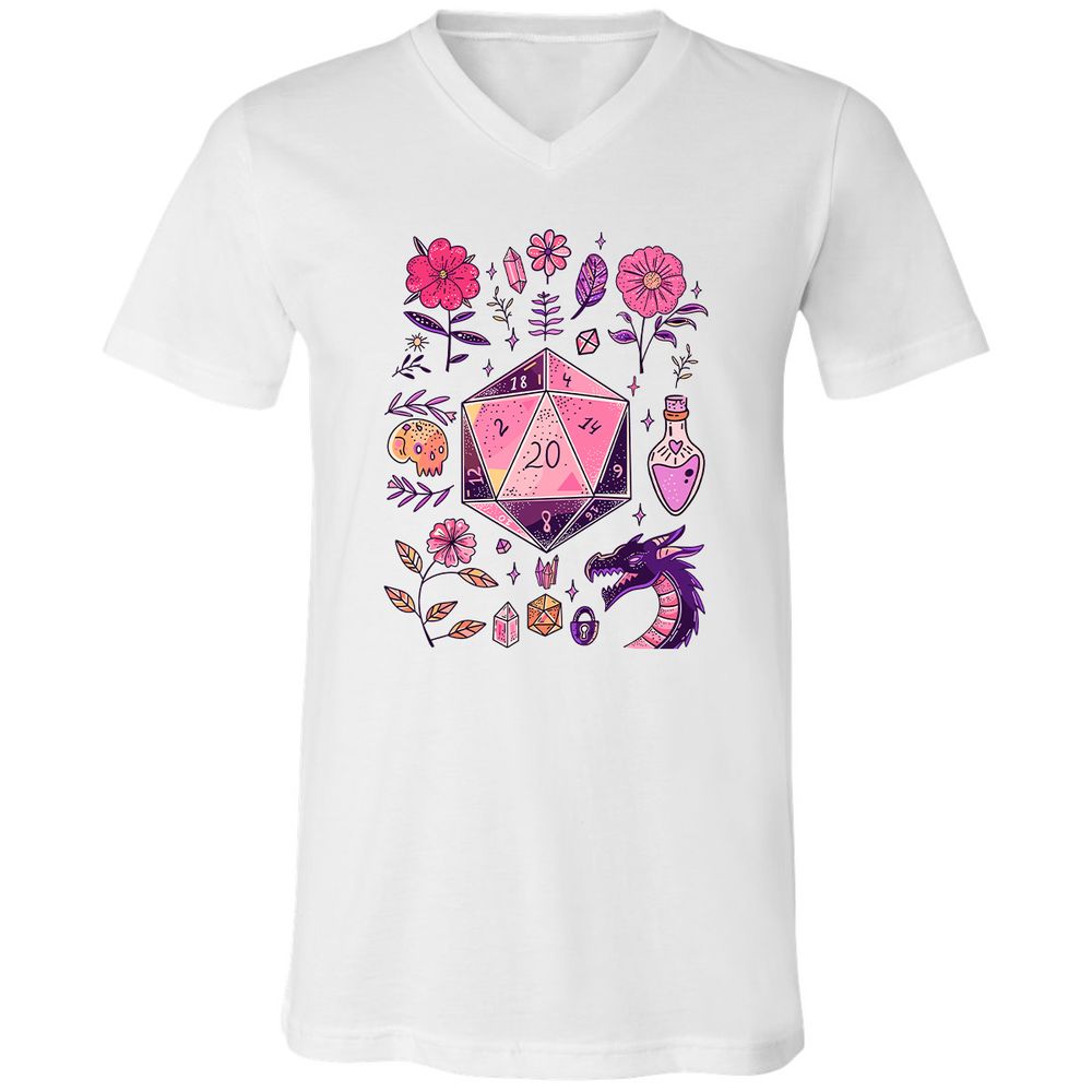 Mystic D20 Floral Dice Art - White - 1