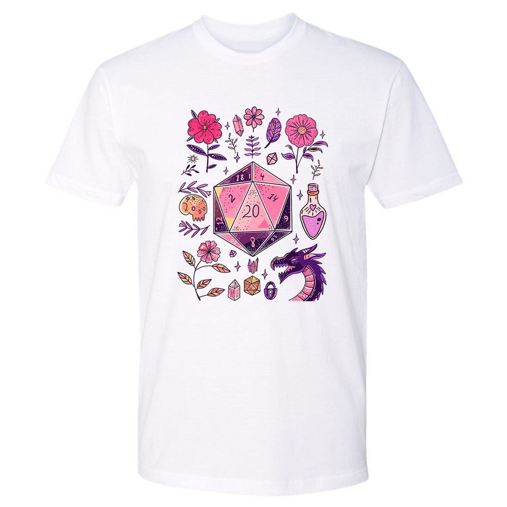 Mystic D20 Floral Dice Art - White - 1