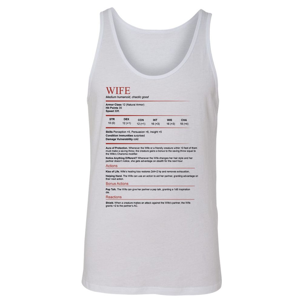 Wife White Unisex Jersey Tank - White - 1